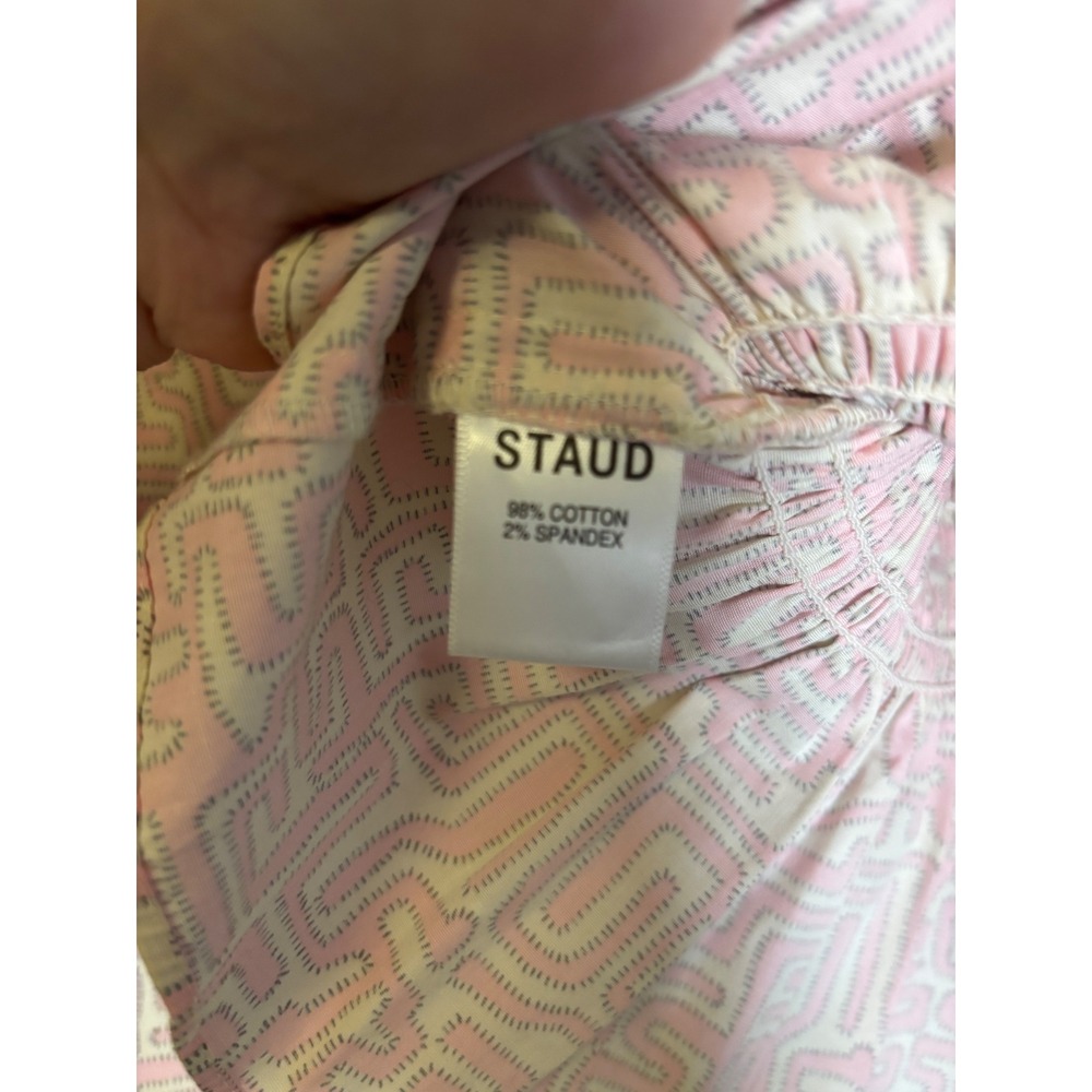 Staud Jules Smocked Long Sleeve Top Pastel Maze Pink Size XS - Picture 9 of 10